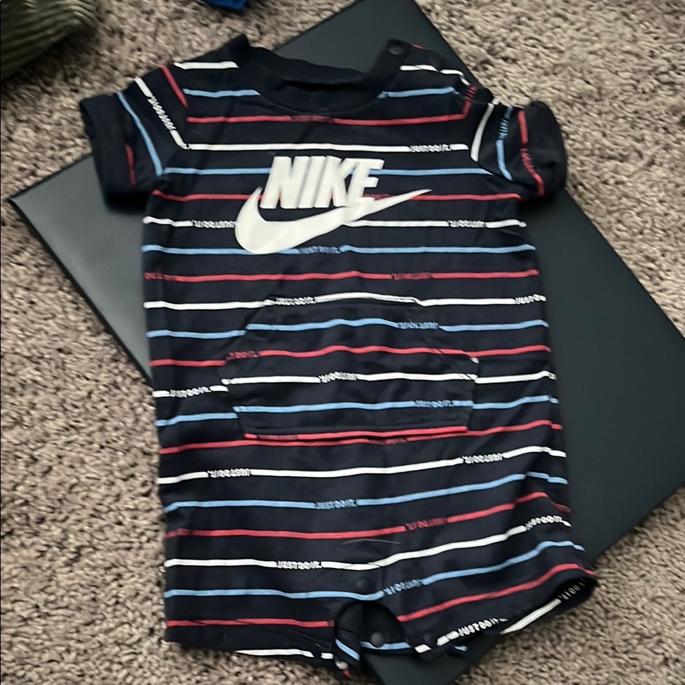 Nike Blue and Red Striped Bodysuit One Piece